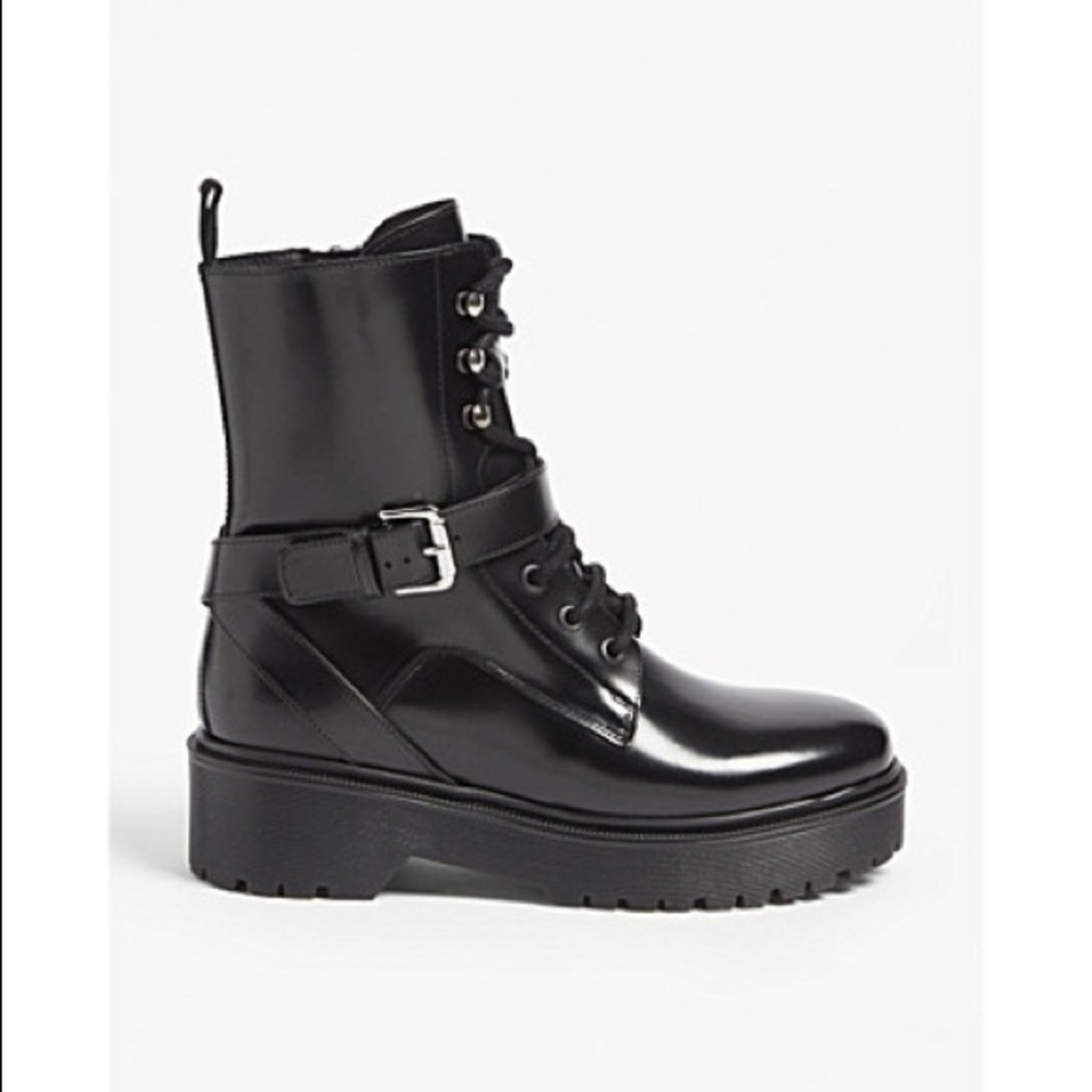 Gently worn leather combat boots